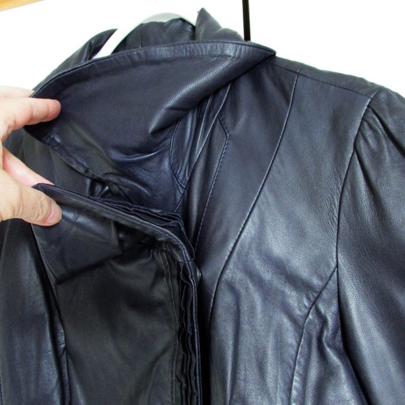 Classiques Entier Dark Dark Purple Soft Leather Crop Jacket Moto Side Zip Size M - Picture 3 of 12